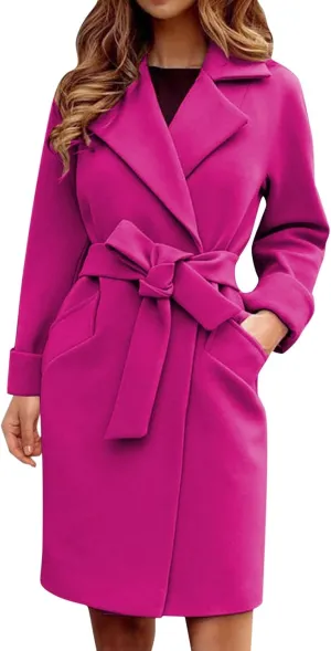 Womens Peacoat Trench Coat Casual Mid Long Overcoat Lapel Open Front Cardigan Outwea Hiking Soft Outerwear Formal