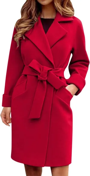 Womens Peacoat Trench Coat Casual Mid Long Overcoat Lapel Open Front Cardigan Outwea Hiking Soft Outerwear Formal