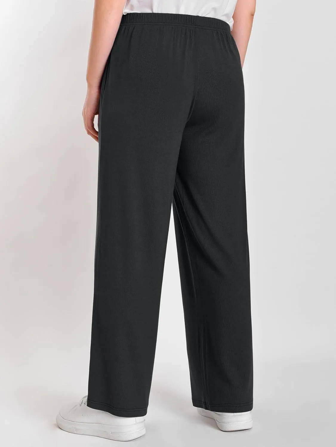 Women's Petite Short Length Lounge Pants Soft Ribbed Knit PJ Pants