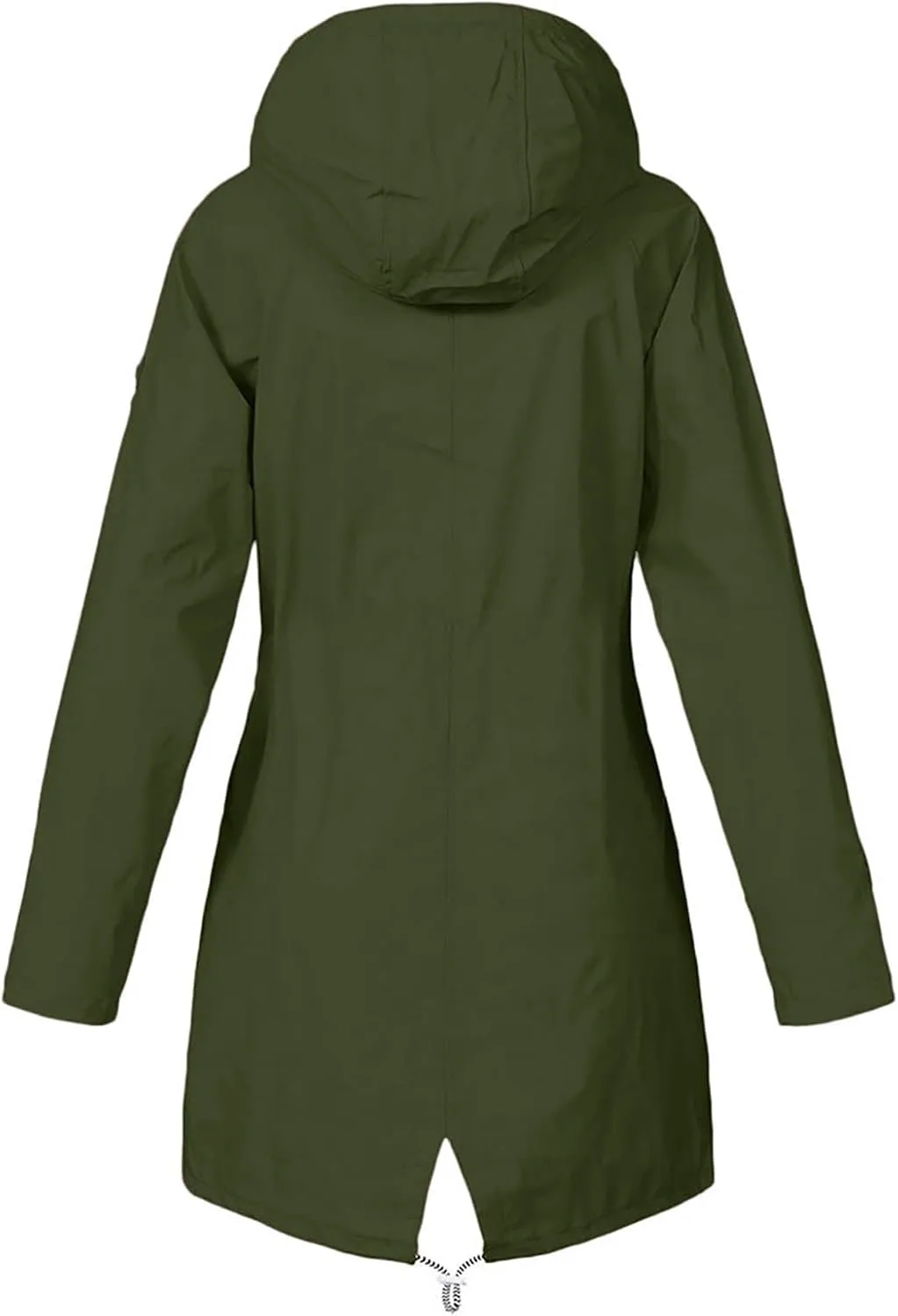 Womens Rain Jacket Waterproof Long Hooded Rain Coats Lightweight Outdoor Windbreaker Button Zip Up Travel Trench Coat