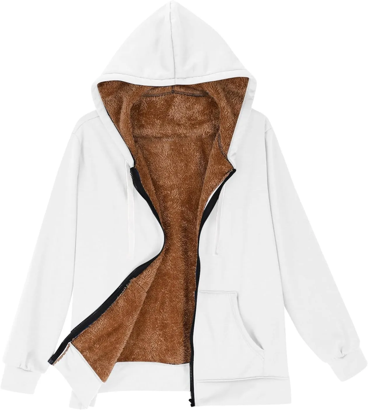 Womens Sherpa Hoodies Full Zip Up Casual Fleece Lined Jacket Coats Drawstring Thermal Winter Outerwear Fashion 2024