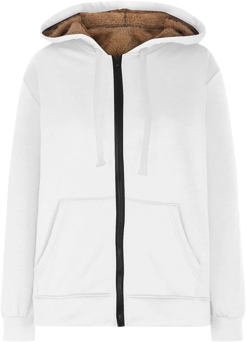 Womens Sherpa Hoodies Full Zip Up Casual Fleece Lined Jacket Coats Drawstring Thermal Winter Outerwear Fashion 2024