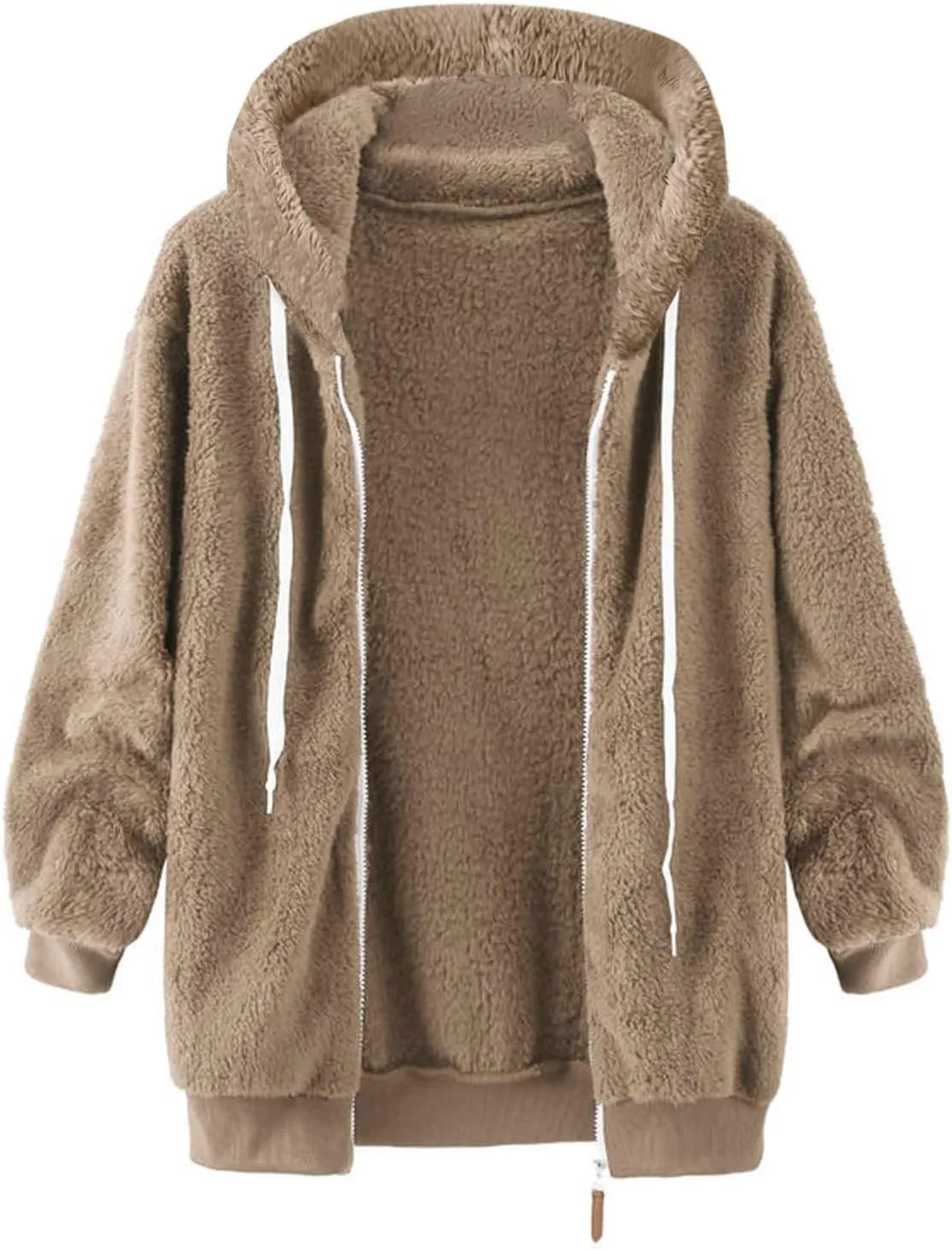 Women's Sherpa Lined Coat Long Sleeve Fleece Line Parka Thicken Thermal Women Fleece Jacket Comfy Hooded Oversized