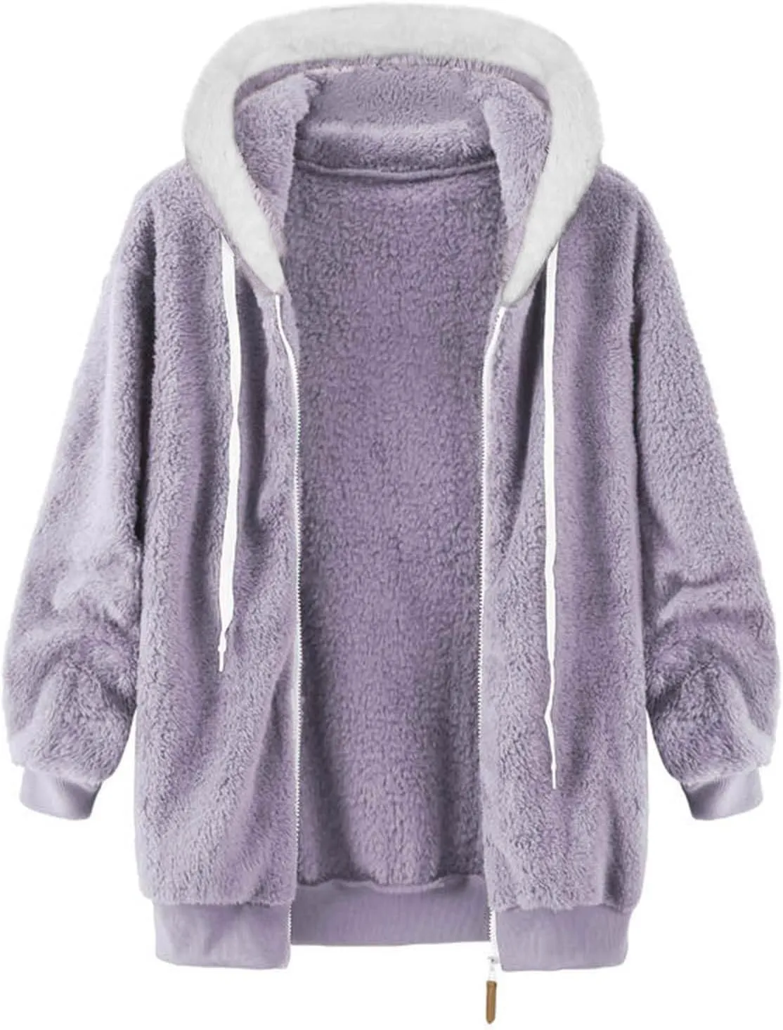 Women's Sherpa Lined Coat Long Sleeve Fleece Line Parka Thicken Thermal Women Fleece Jacket Comfy Hooded Oversized