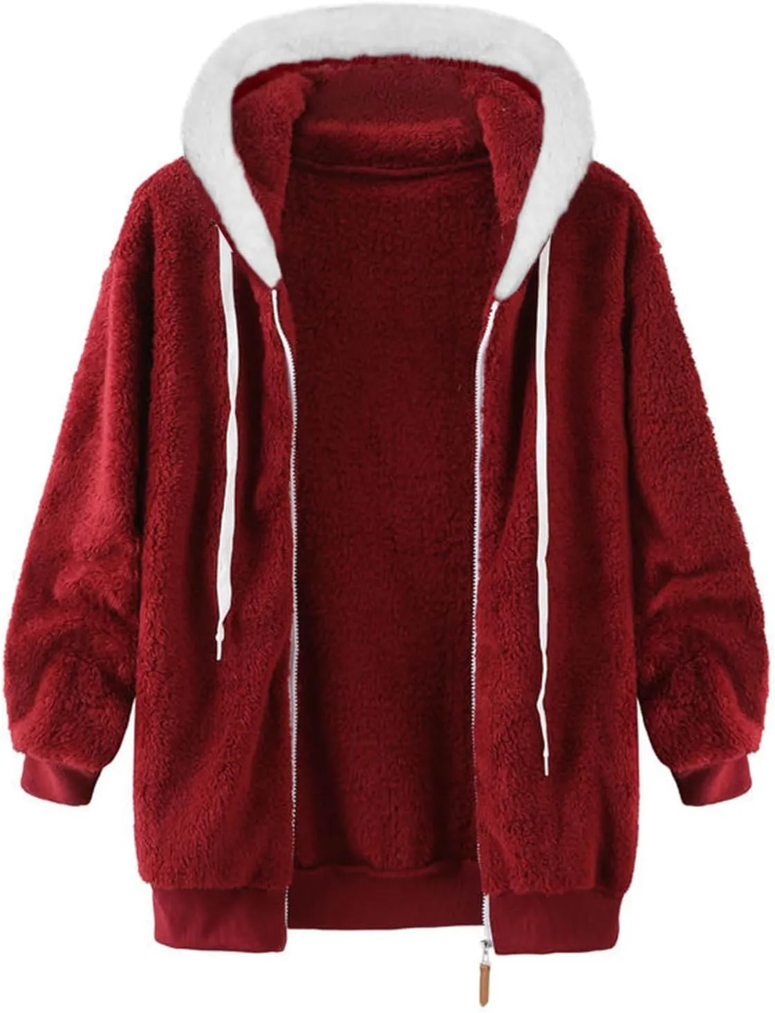 Women's Sherpa Lined Coat Long Sleeve Fleece Line Parka Thicken Thermal Women Fleece Jacket Comfy Hooded Oversized