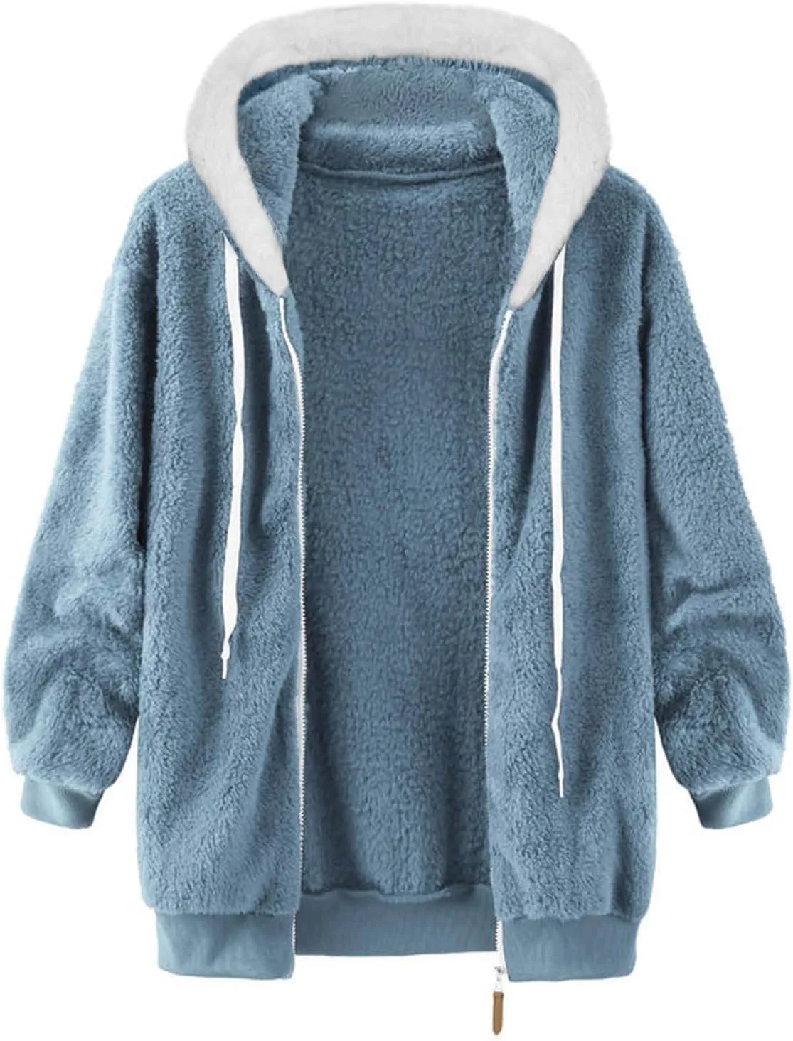 Women's Sherpa Lined Coat Long Sleeve Fleece Line Parka Thicken Thermal Women Fleece Jacket Comfy Hooded Oversized