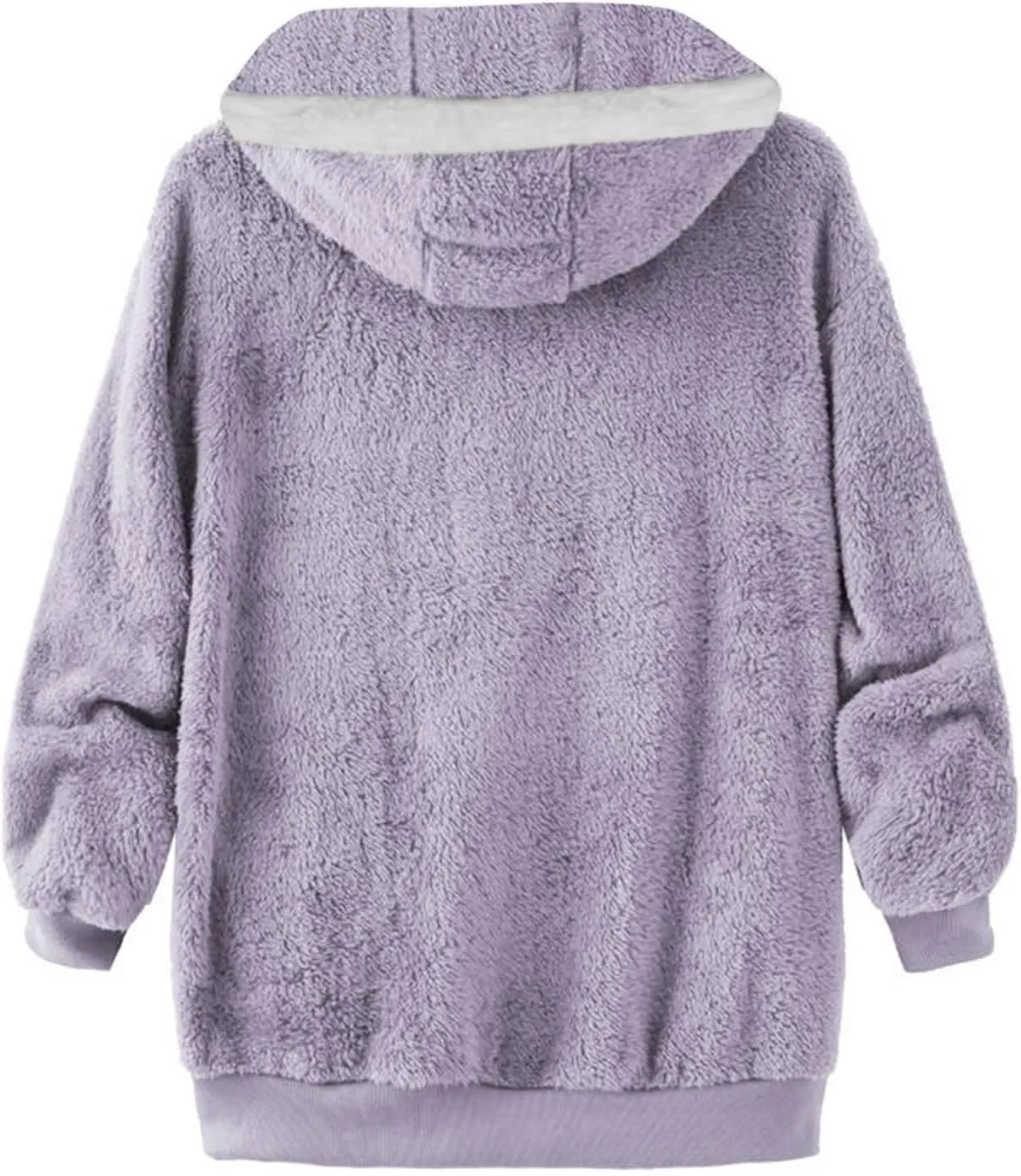 Women's Sherpa Lined Coat Long Sleeve Fleece Line Parka Thicken Thermal Women Fleece Jacket Comfy Hooded Oversized