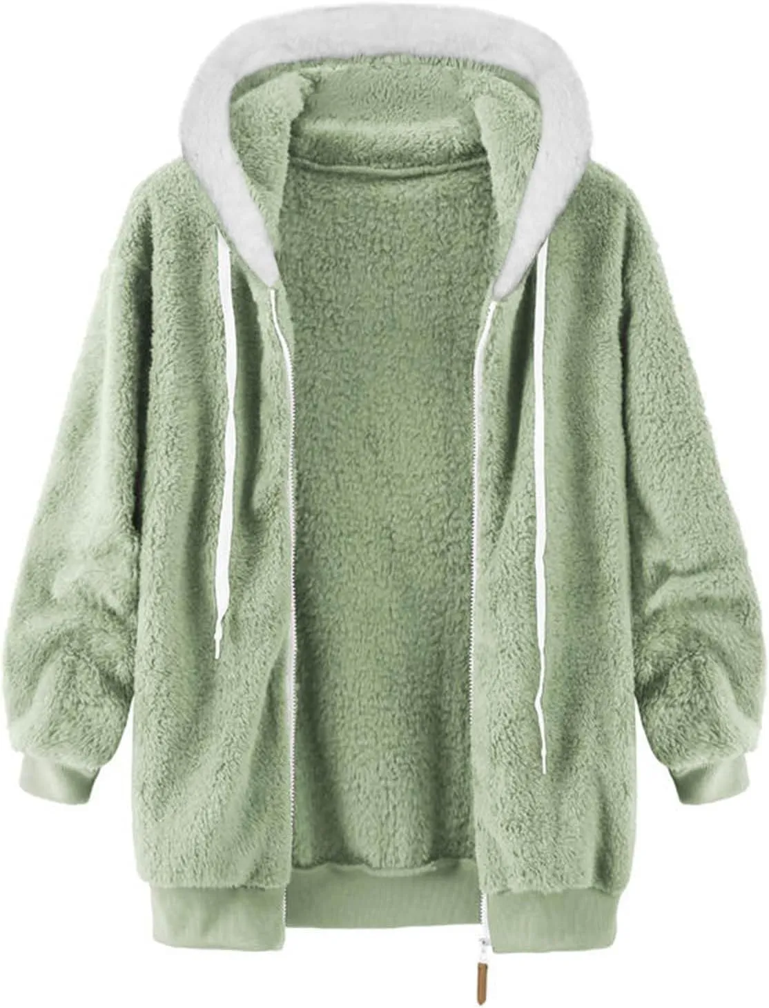 Women's Sherpa Lined Coat Long Sleeve Fleece Line Parka Thicken Thermal Women Fleece Jacket Comfy Hooded Oversized