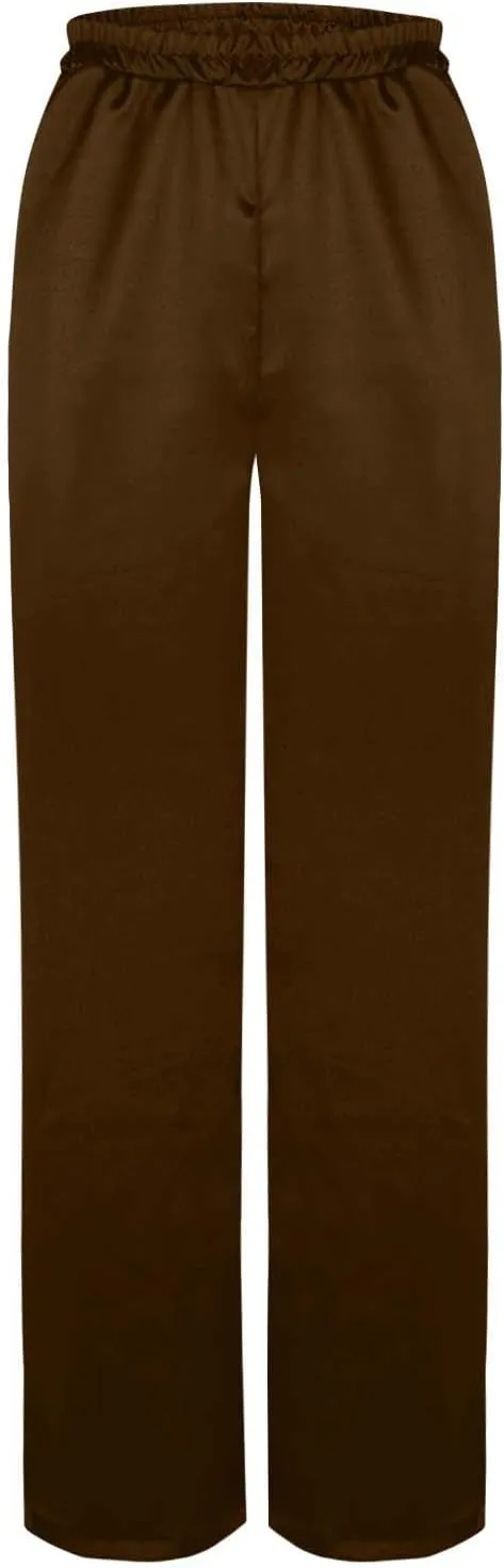 Women's Solid Casual Pants Trendy Straight Leg Elastic High Waist Palazzo Pants Loose Fit Trousers with Pockets