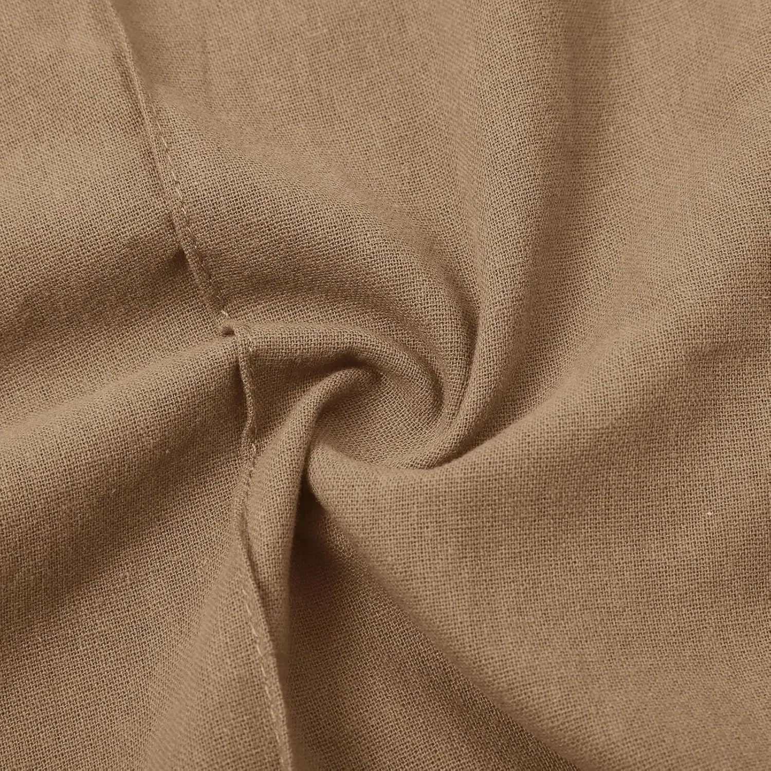 Women's Solid Cotton Linen Straight Pants Drawstring Loose Fit Summer Pants Wide Leg Trousers with Side Pockets for Causal