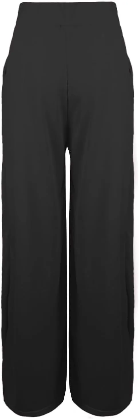 Women's Solid Cotton Linen Wide Leg Pants High Waisted Beach Comfy Casual Baggy Trousers Summer Lounge Straight Leg Pants