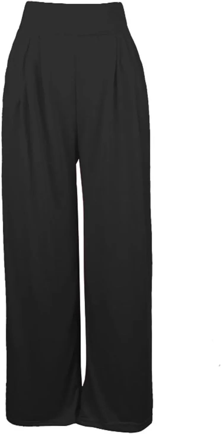 Women's Solid Cotton Linen Wide Leg Pants High Waisted Beach Comfy Casual Baggy Trousers Summer Lounge Straight Leg Pants