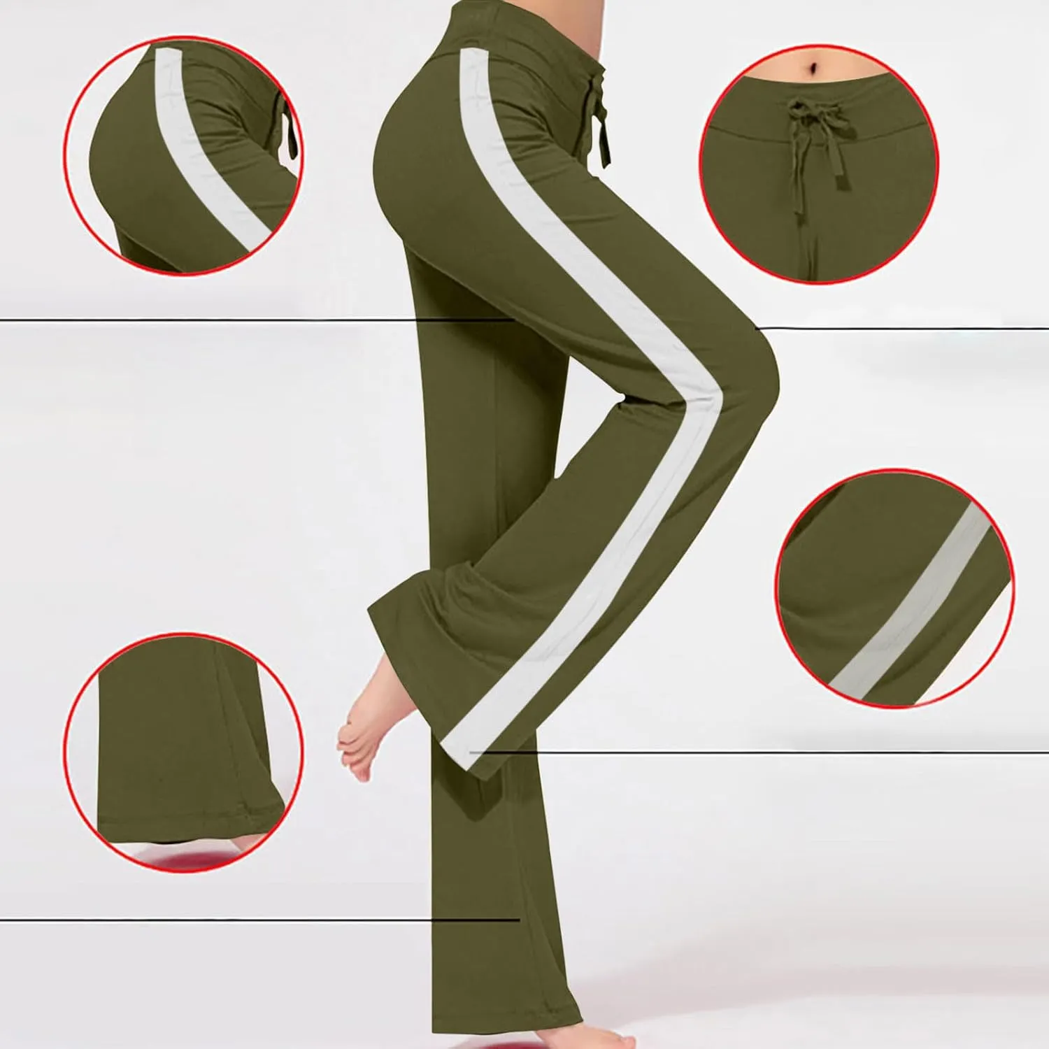 Women's Sweatpant Yoga Leggings Side Striped High Waist Stretch Slim Comfy Jogger Gym Sport Workout Pants Trousers