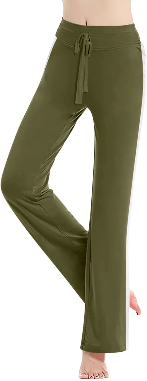Women's Sweatpant Yoga Leggings Side Striped High Waist Stretch Slim Comfy Jogger Gym Sport Workout Pants Trousers