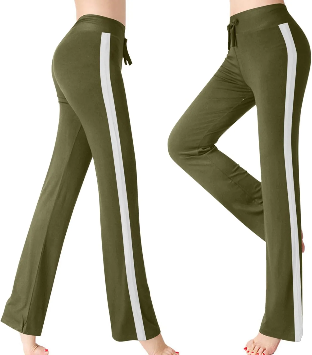 Women's Sweatpant Yoga Leggings Side Striped High Waist Stretch Slim Comfy Jogger Gym Sport Workout Pants Trousers