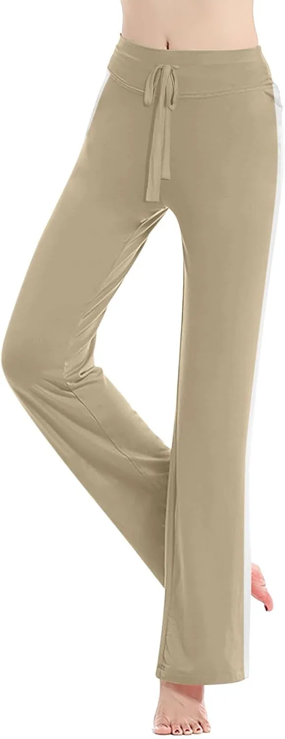 Women's Sweatpant Yoga Leggings Side Striped High Waist Stretch Slim Comfy Jogger Gym Sport Workout Pants Trousers