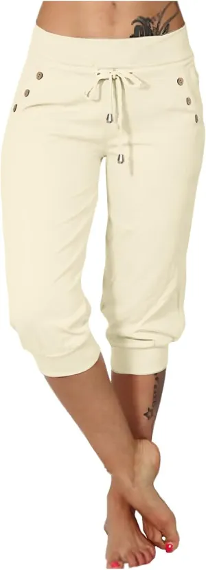 Women's Sweatpants Capri Pants Cropped Jogger Running Pants Lounge Loose Fit Drawstring Waist with Side Pockets