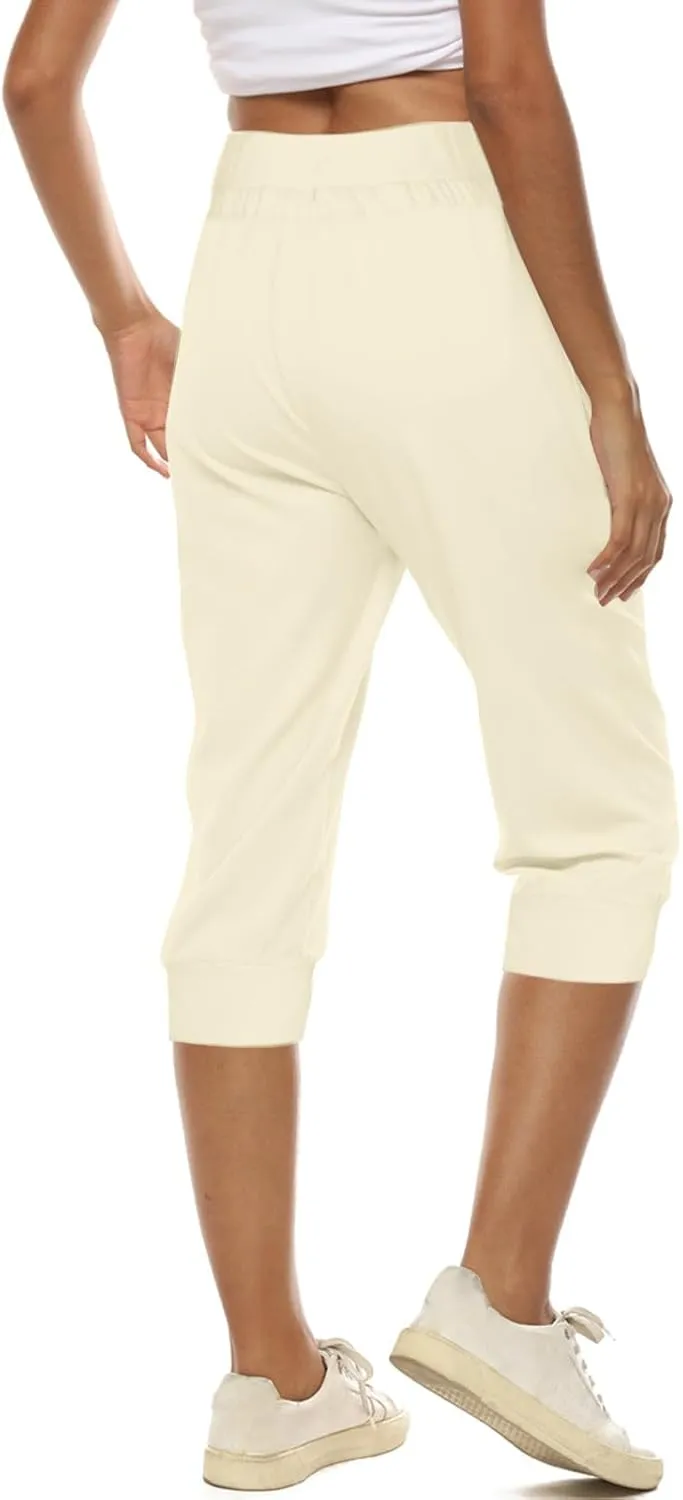 Women's Sweatpants Capri Pants Cropped Jogger Running Pants Lounge Loose Fit Drawstring Waist with Side Pockets