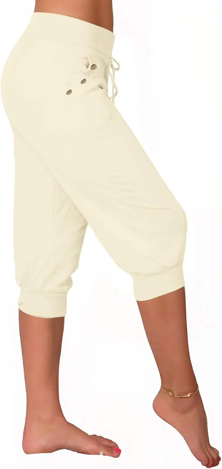 Women's Sweatpants Capri Pants Cropped Jogger Running Pants Lounge Loose Fit Drawstring Waist with Side Pockets