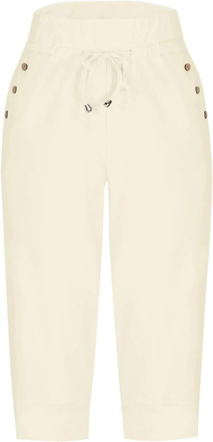 Women's Sweatpants Capri Pants Cropped Jogger Running Pants Lounge Loose Fit Drawstring Waist with Side Pockets