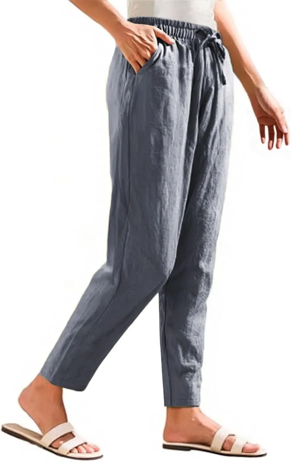 Womens Sweatpants, Peasant Pants Linen Straight Leg Casual Drawstring Cotton Plus Size