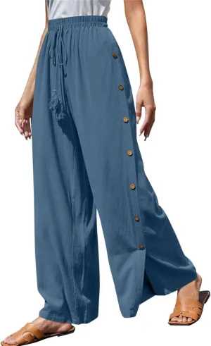 Womens Tear Away Basketball Pants High Split Snap Button Casual Post-Surgery Workout Running Athletic Lounge Yoga Sweatpants