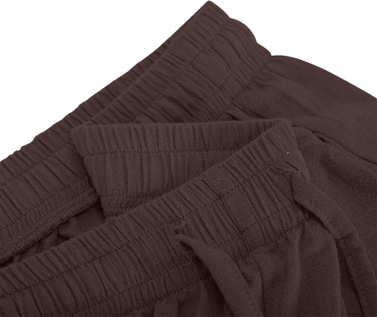 Womens Wide Leg Linen Pants Casual Summer Elastic Waist Loose Palazzo Trousers Flowy Beach Lounge Pants with Pockets