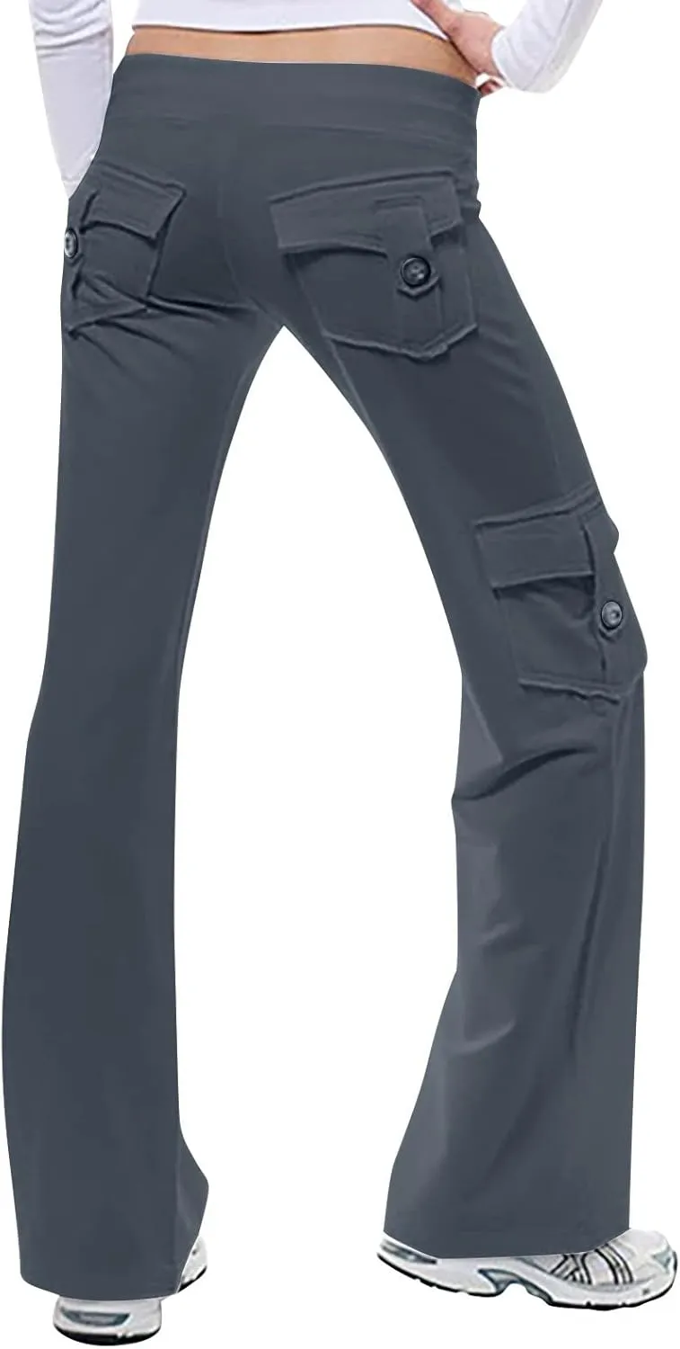 Womens Wide Leg Yoga Pants cargo wide leg pants Plus Size Flare Leggings Baggy Pants Flare Yoga Pants with Pockets