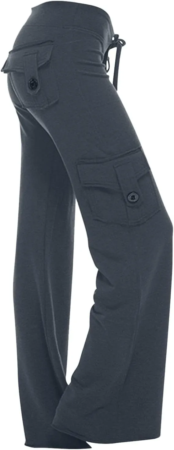 Womens Wide Leg Yoga Pants cargo wide leg pants Plus Size Flare Leggings Baggy Pants Flare Yoga Pants with Pockets