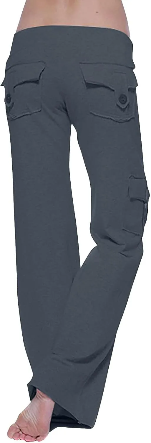 Womens Wide Leg Yoga Pants cargo wide leg pants Plus Size Flare Leggings Baggy Pants Flare Yoga Pants with Pockets