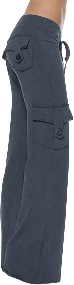 Womens Wide Leg Yoga Pants cargo wide leg pants Plus Size Flare Leggings Baggy Pants Flare Yoga Pants with Pockets