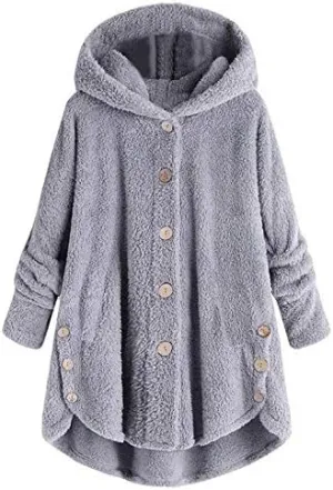 Women's Winter Warm Coat Jacket Outwear Cardigan Coat Double Sided Velvet Hooded Coat Open Front Cardigan, S-3XL