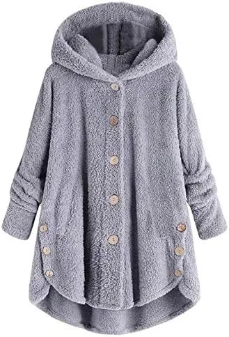 Women's Winter Warm Coat Jacket Outwear Cardigan Coat Double Sided Velvet Hooded Coat Open Front Cardigan, S-3XL
