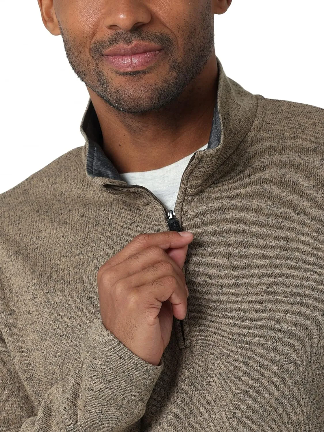 Wrangler Authentics Men's Long Sleeve Fleece Quarter-Zip Sweater