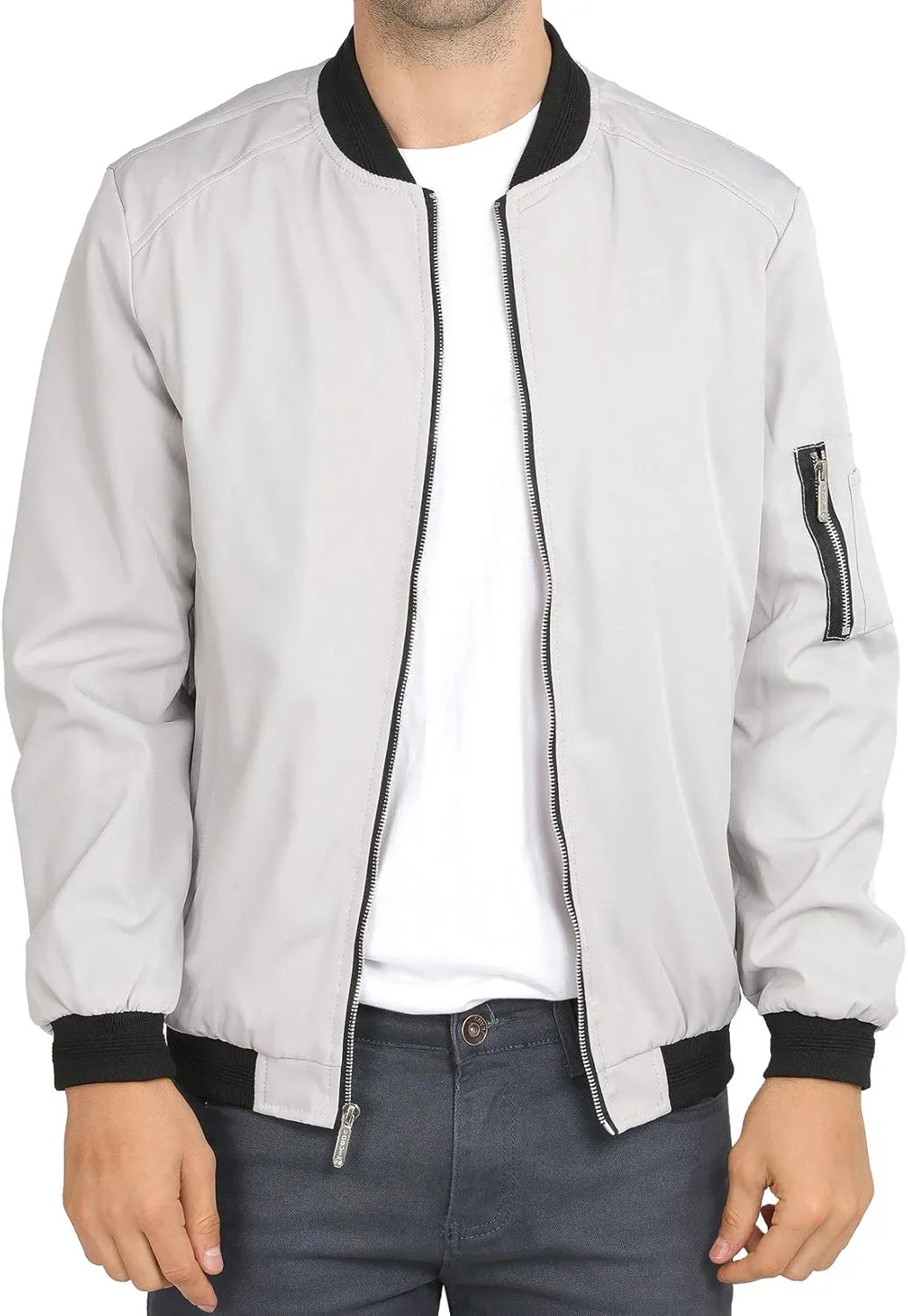 WULFUL Mens Casual Lightweight Jacket Softshell Flight Bomber Jacket Varsity Windbreaker