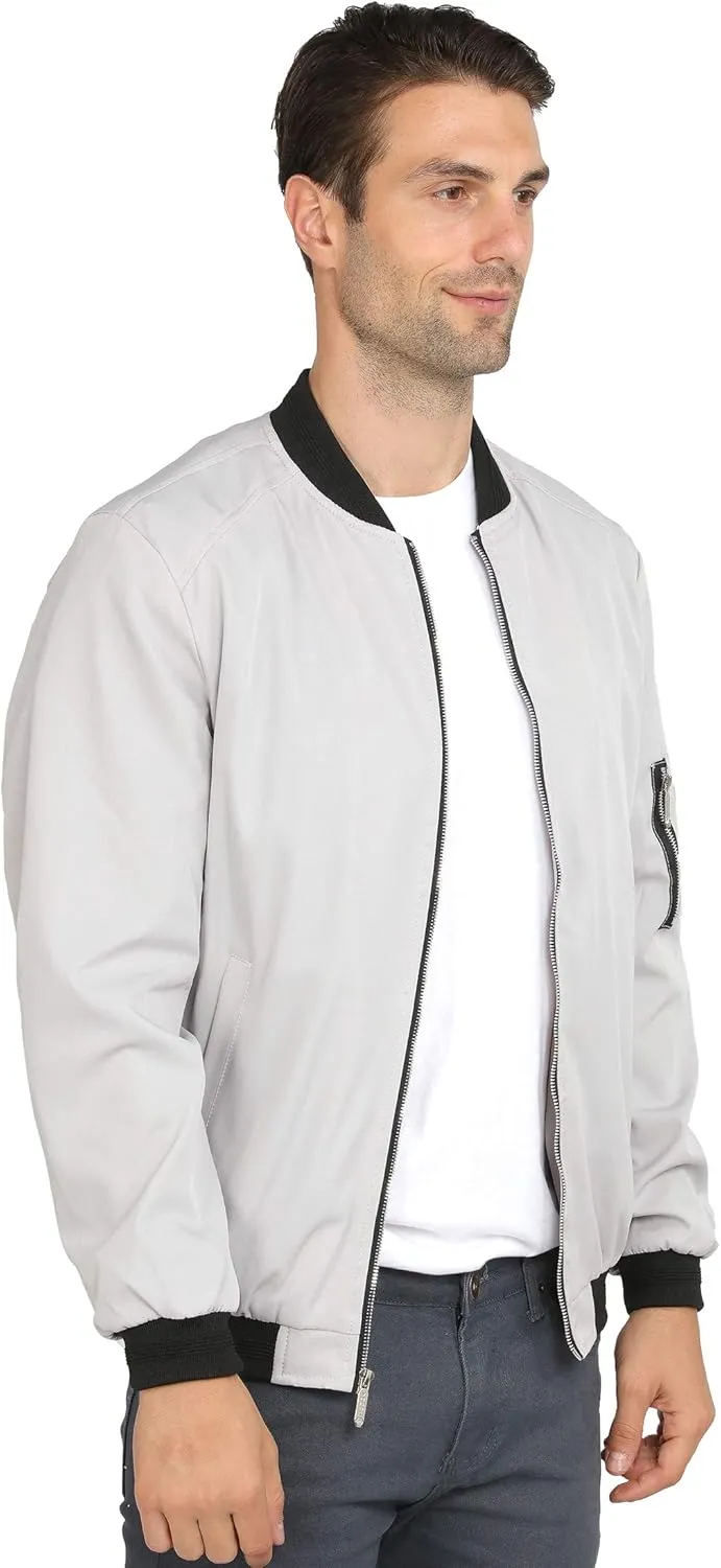 WULFUL Mens Casual Lightweight Jacket Softshell Flight Bomber Jacket Varsity Windbreaker