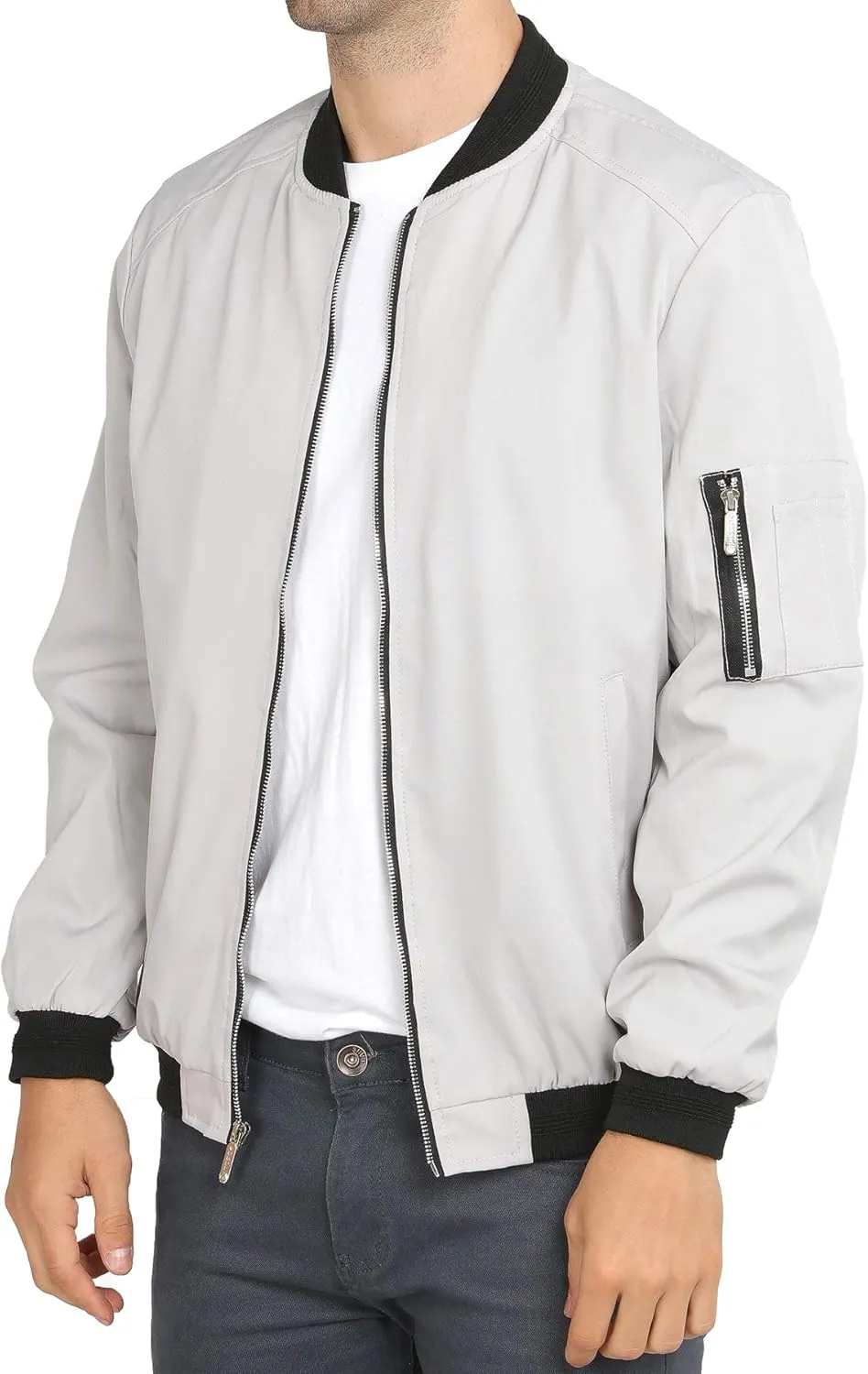 WULFUL Mens Casual Lightweight Jacket Softshell Flight Bomber Jacket Varsity Windbreaker