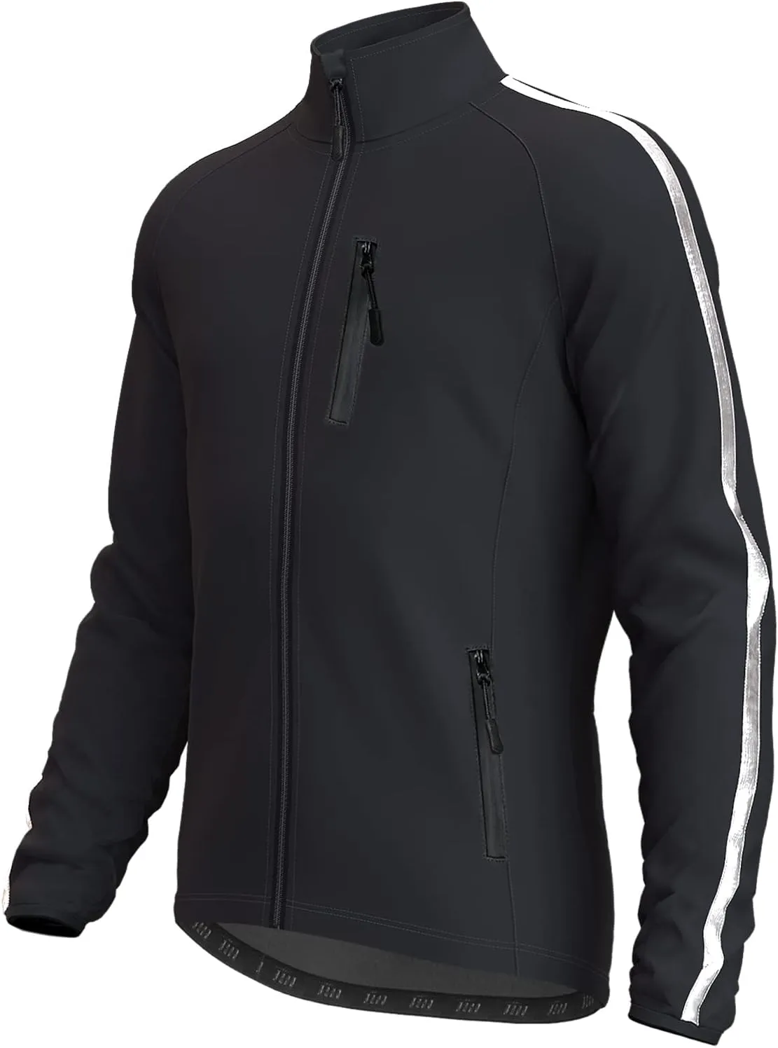 Wulibike Cycling Jackets for Men, Reflective Running Jacket Men Winter Warm Thermal Cycling Clothing Full Zip with Pockets