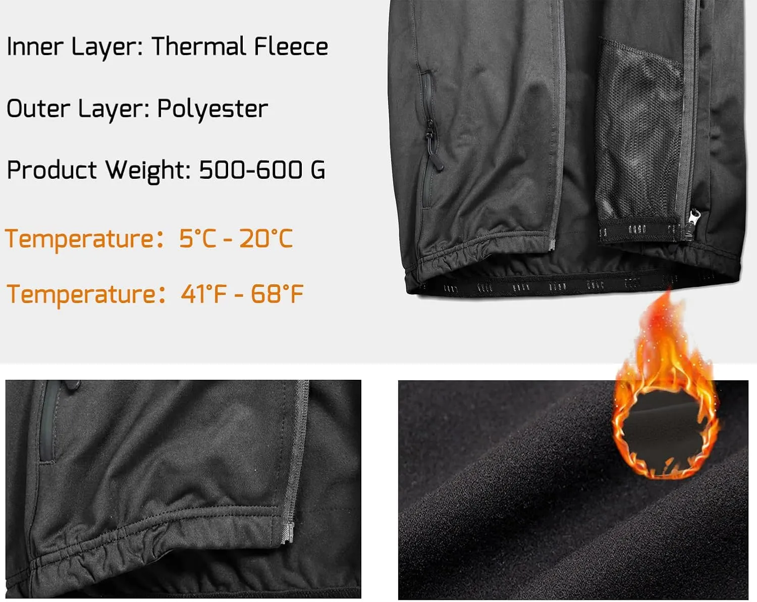 Wulibike Cycling Jackets for Men, Reflective Running Jacket Men Winter Warm Thermal Cycling Clothing Full Zip with Pockets