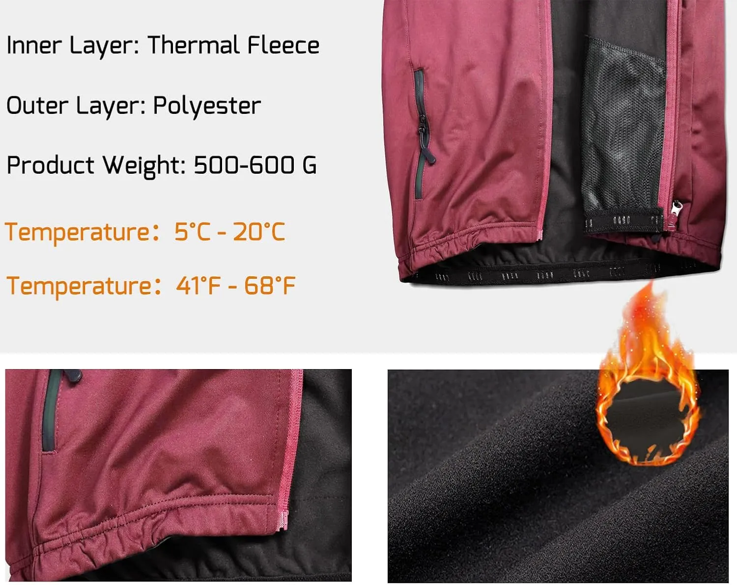 Wulibike Cycling Jackets for Men, Reflective Running Jacket Men Winter Warm Thermal Cycling Clothing Full Zip with Pockets