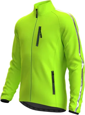 Wulibike Cycling Jackets for Men, Reflective Running Jacket Men Winter Warm Thermal Cycling Clothing Full Zip with Pockets