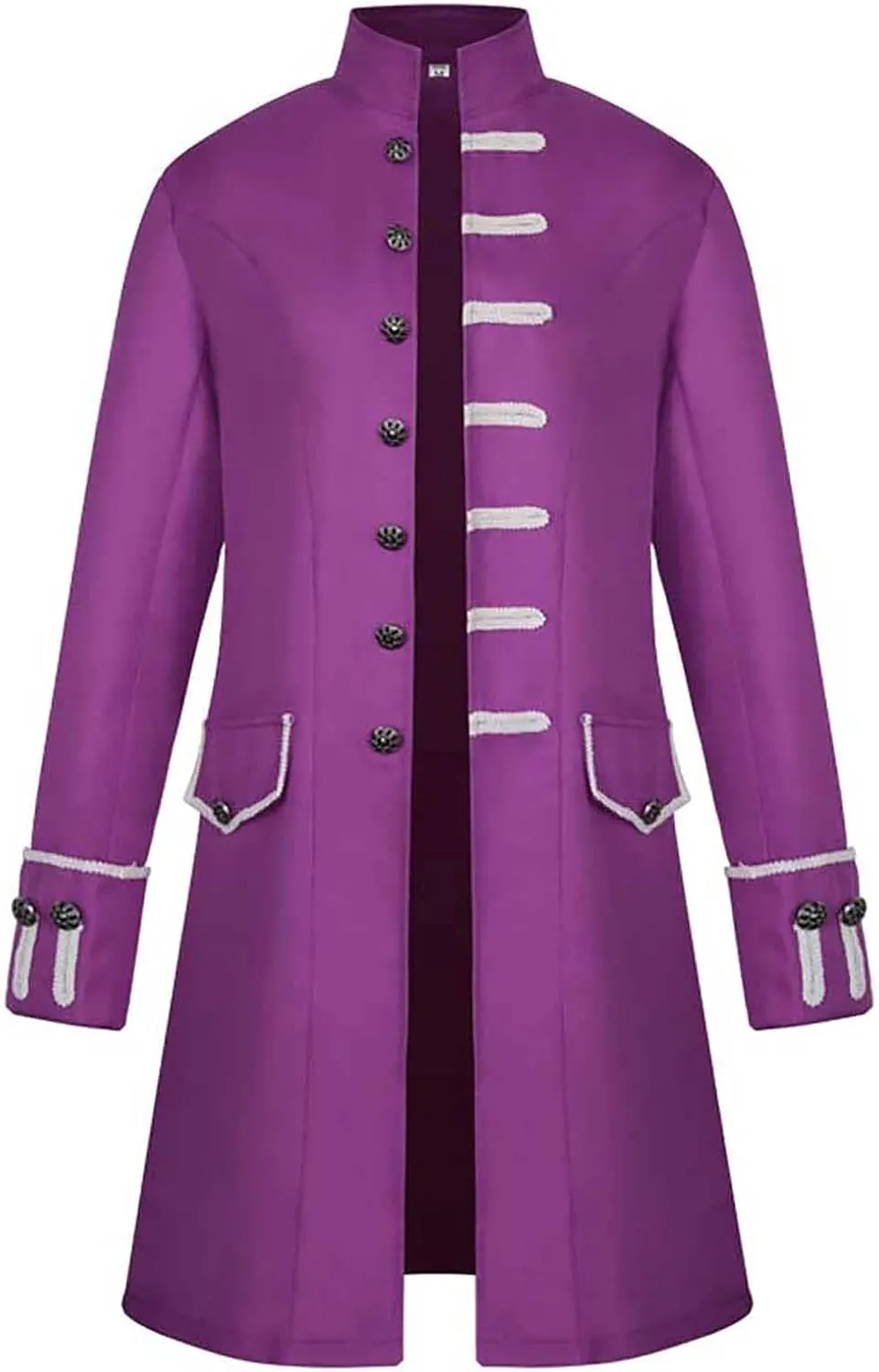 XIAXOGOOL Men Winter Coats Big and Tall Steampunk Trench Coat Halloween Costume Stand Collar Gothic Victorian Coat Uniform