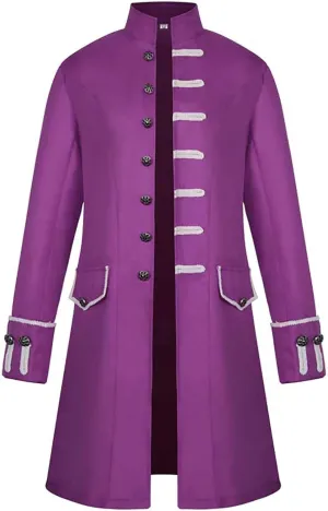 XIAXOGOOL Men Winter Coats Big and Tall Steampunk Trench Coat Halloween Costume Stand Collar Gothic Victorian Coat Uniform