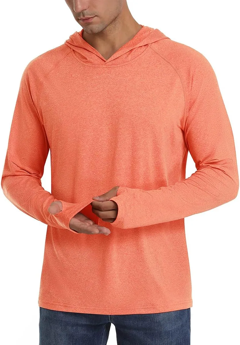 Xingfenly Men's Hooded Sun Protection -Shirt Summer Thumb Holes 50  Hoodie Shirts Quick Dry Beach Long Sleeve Tops