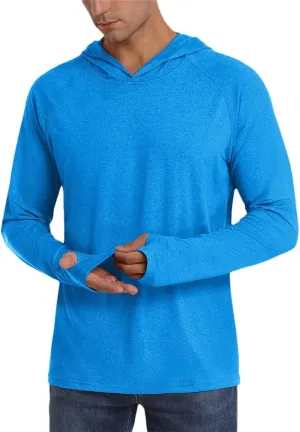 Xingfenly Men's Hooded Sun Protection -Shirt Summer Thumb Holes 50  Hoodie Shirts Quick Dry Beach Long Sleeve Tops