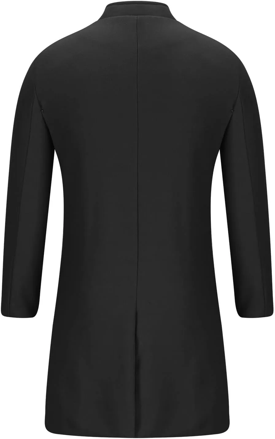 XUNRYAN Mens Wool Blend Pea Coat Notched Collar Single Breasted Overcoat Warm Winter Trench Coat Mid Long Jacket Work Outwear