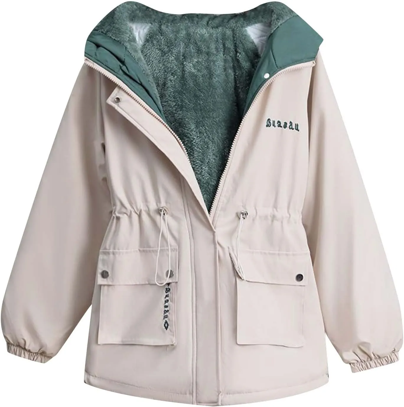 XUNRYAN Teen Girls Winter Jackets Sherpa Lined Quilted Lightweight Jacket Warm Cotton Down Coat Hooded Parka Anorak Outwear