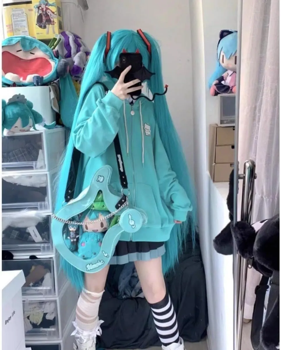 Y2k Hoodie for Teen Girls Cute Oversized Zip Up Hoodies Kawaii Sweatshirts Anime Sweaters Aesthetic Harajuku Clothes
