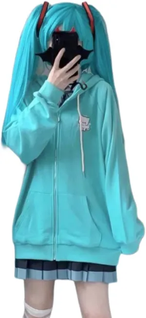 Y2k Hoodie for Teen Girls Cute Oversized Zip Up Hoodies Kawaii Sweatshirts Anime Sweaters Aesthetic Harajuku Clothes