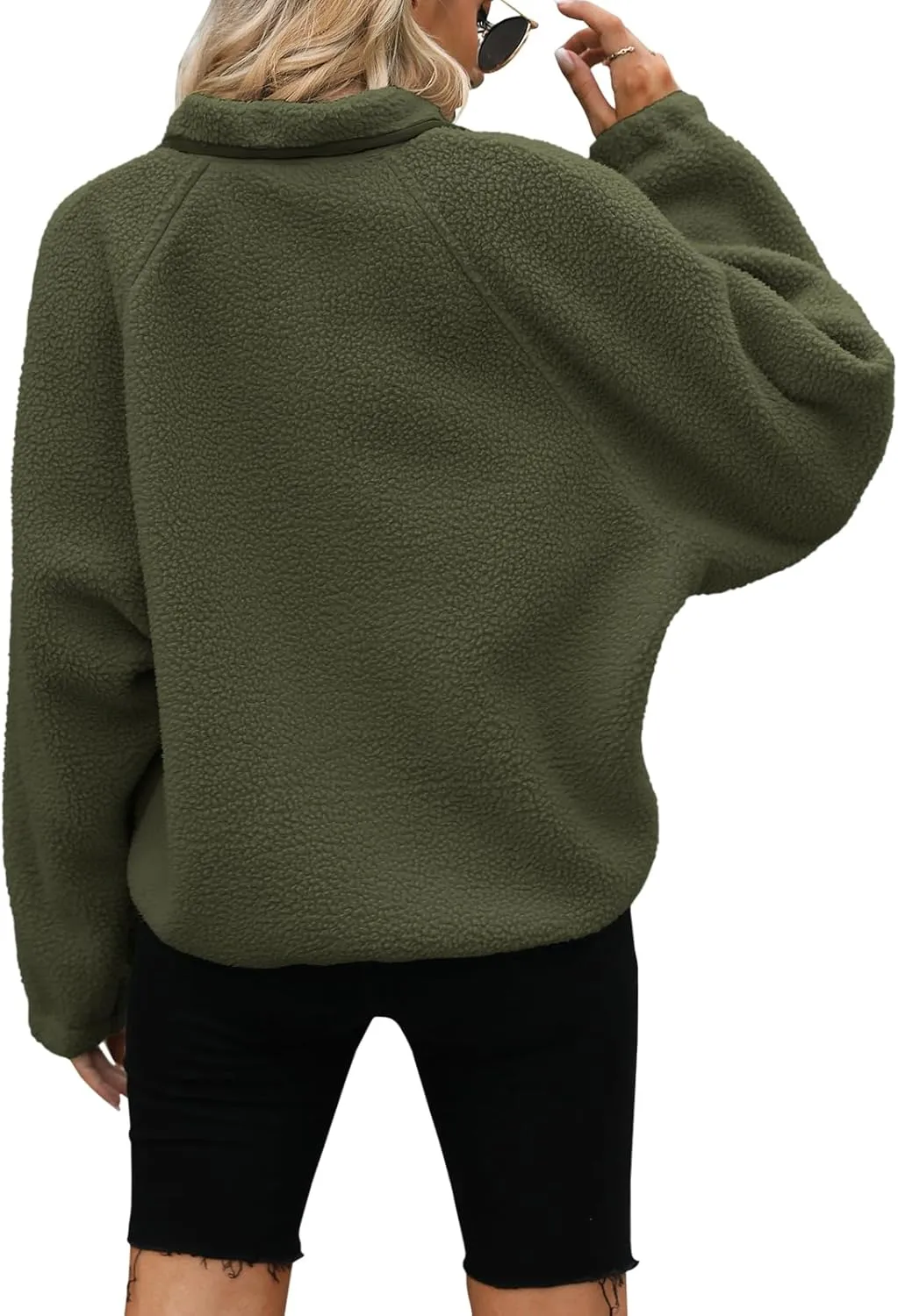Yanekop Womens Fleece Jacket Fuzzy Long Sleeve Short Coats Button Down Sherpa Outerwear with Pockets